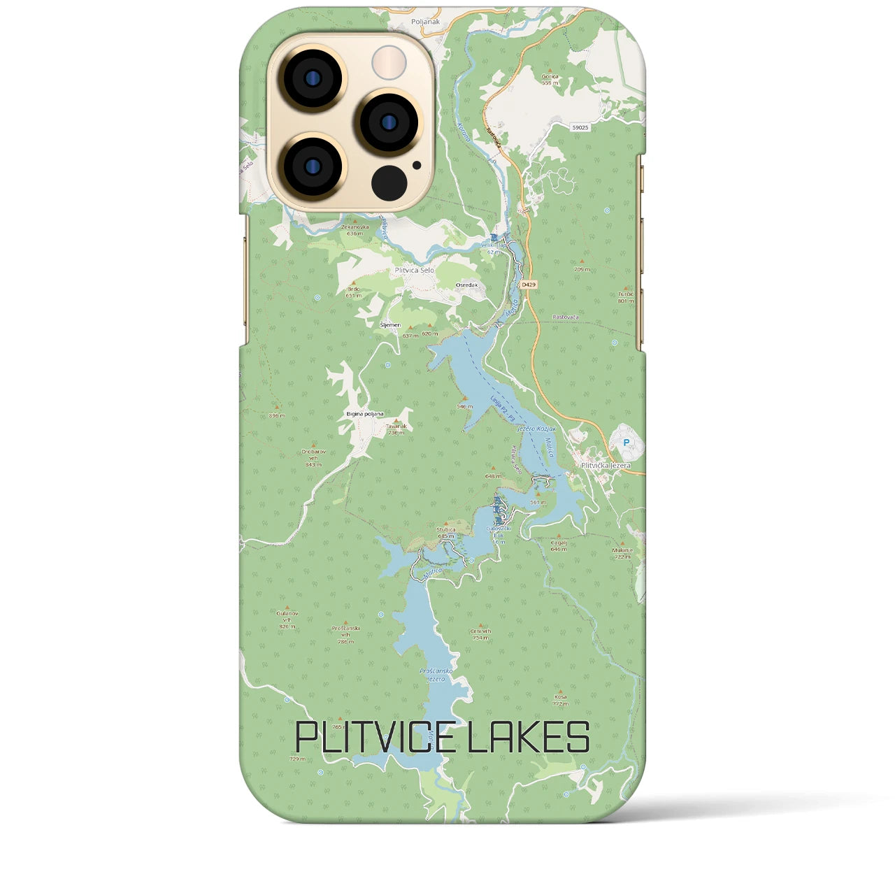 【プリトヴィツェ湖群(クロアチア)】地図柄iPhoneケース(バックカバータイプ)