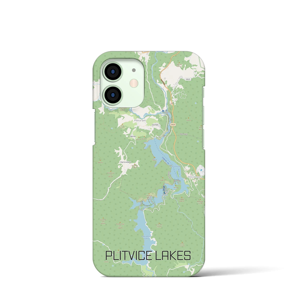 【プリトヴィツェ湖群(クロアチア)】地図柄iPhoneケース(バックカバータイプ)