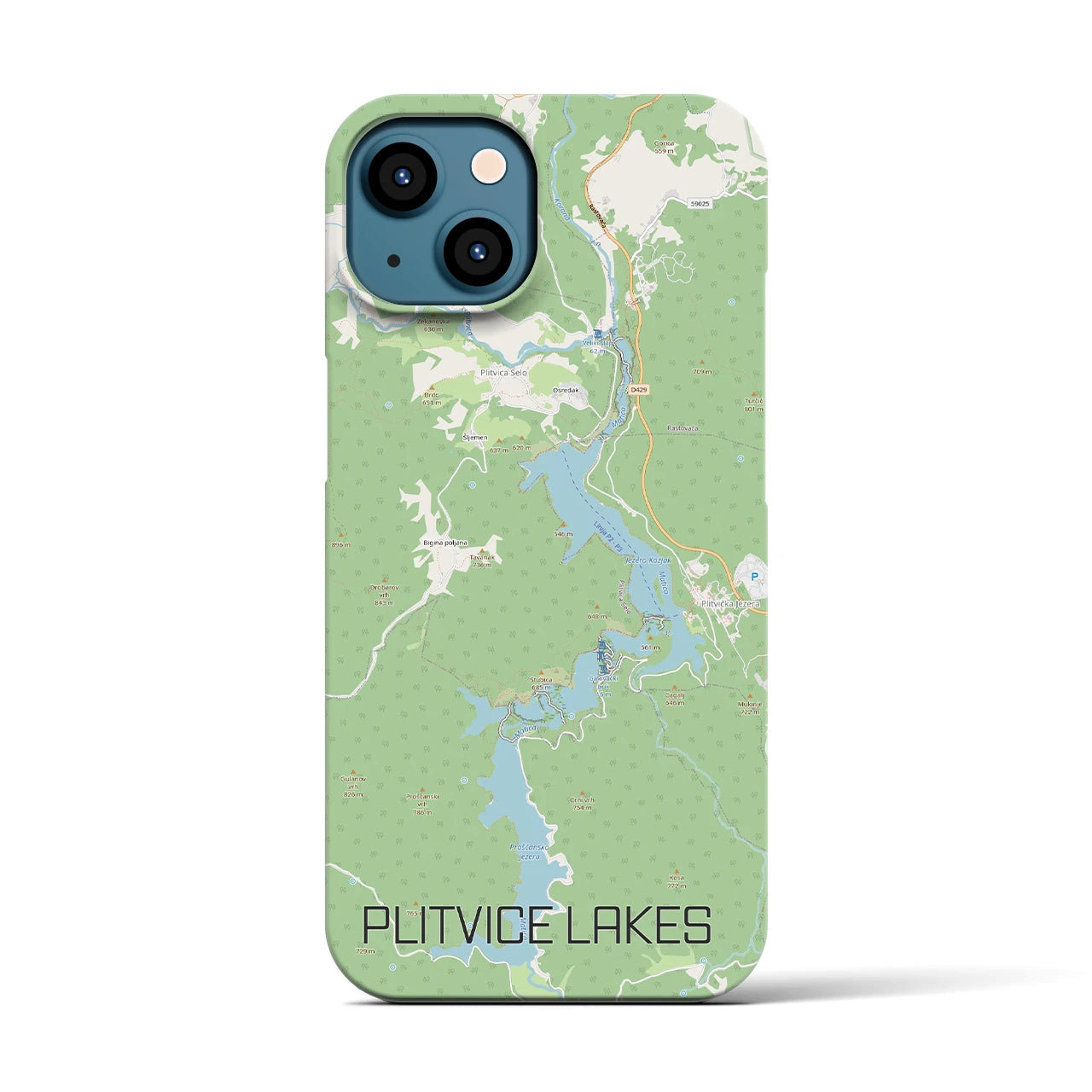 【プリトヴィツェ湖群(クロアチア)】地図柄iPhoneケース(バックカバータイプ)