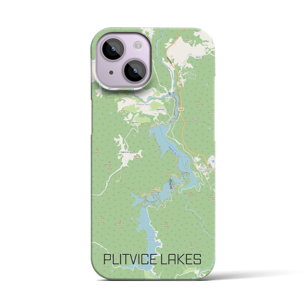 【プリトヴィツェ湖群(クロアチア)】地図柄iPhoneケース(バックカバータイプ)