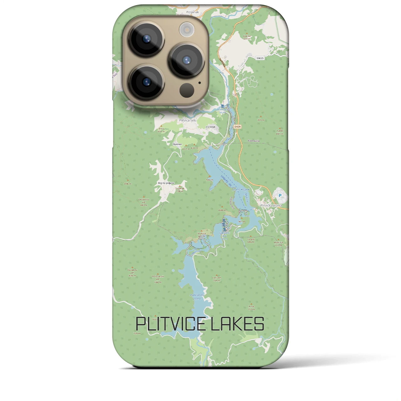 【プリトヴィツェ湖群(クロアチア)】地図柄iPhoneケース(バックカバータイプ)