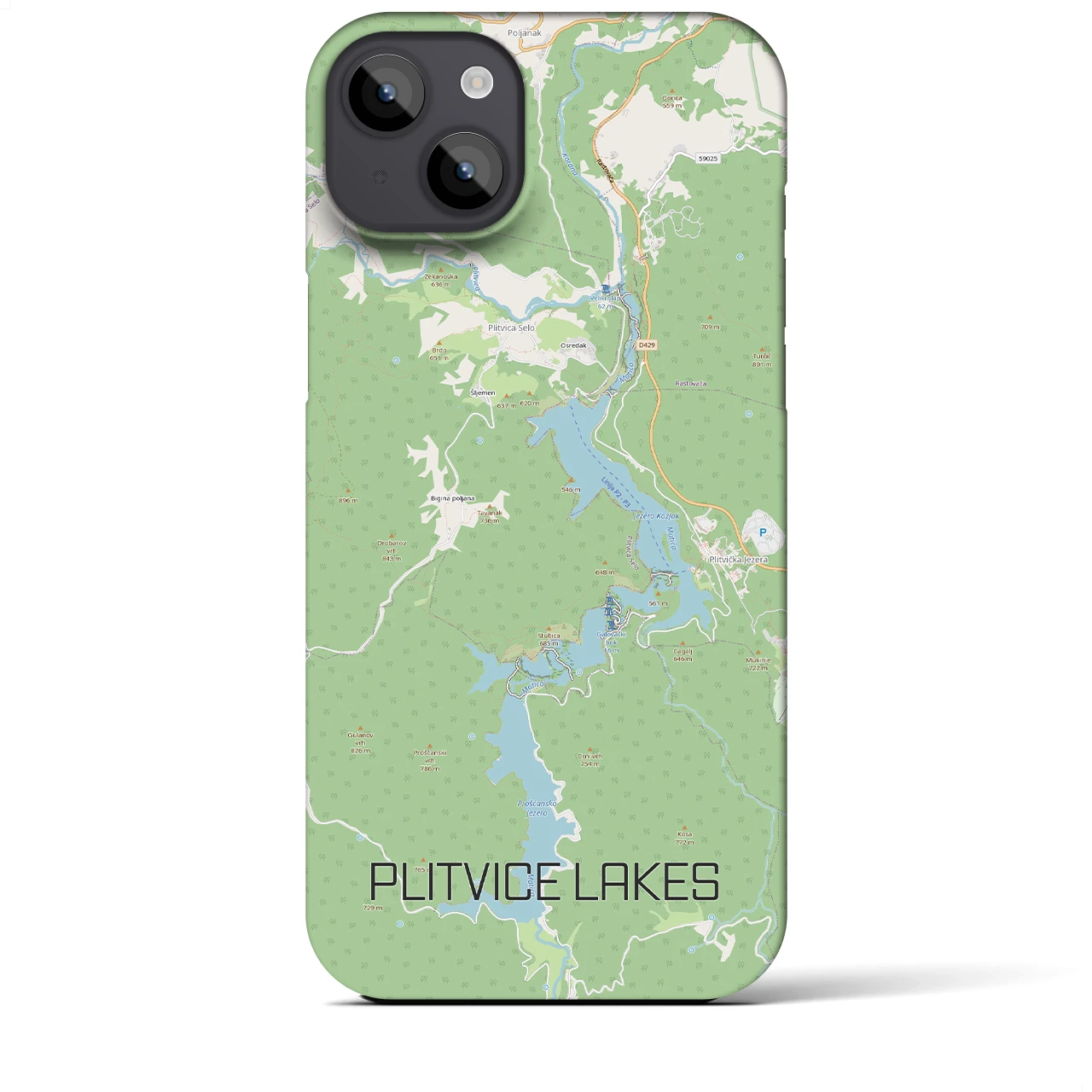 【プリトヴィツェ湖群(クロアチア)】地図柄iPhoneケース(バックカバータイプ)