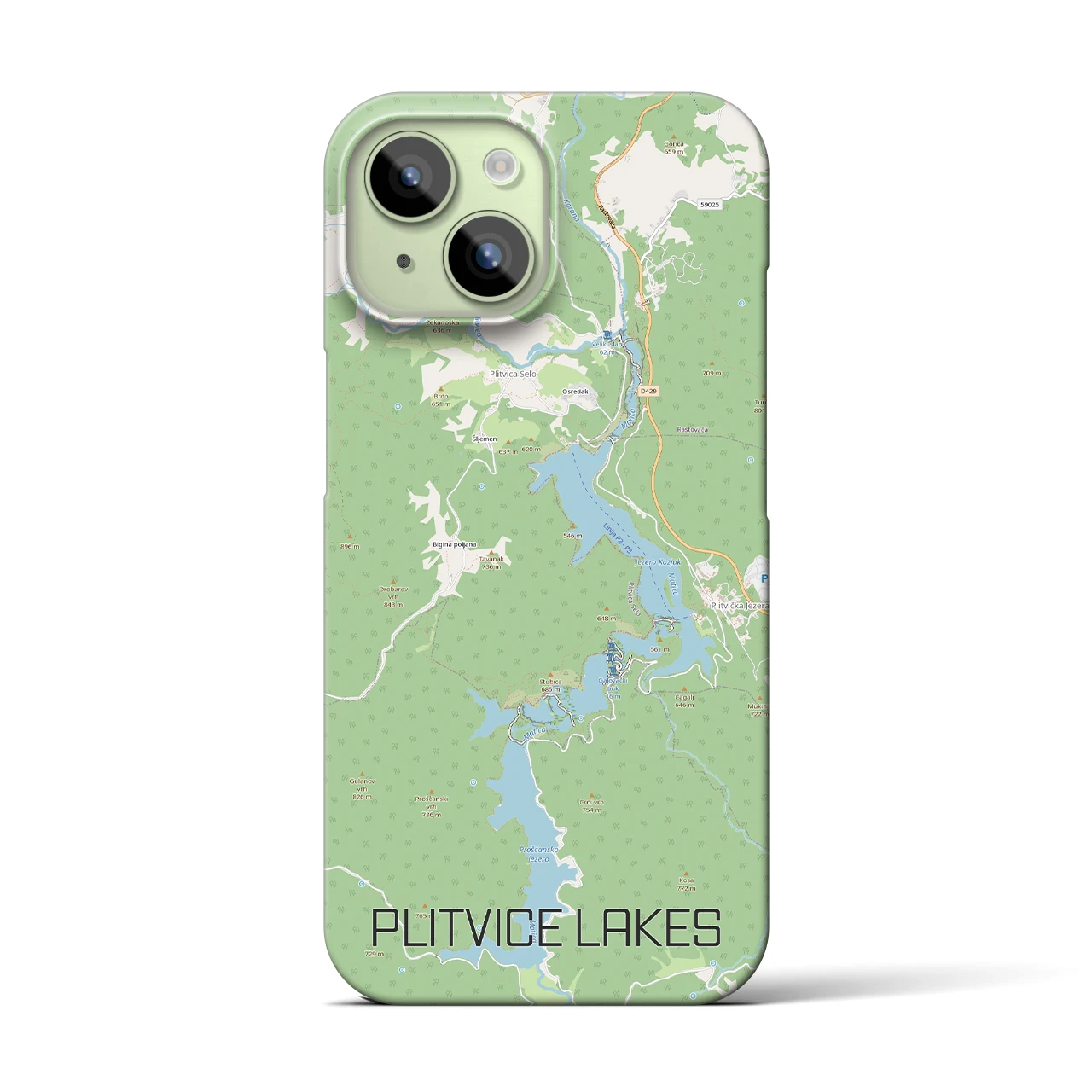 【プリトヴィツェ湖群(クロアチア)】地図柄iPhoneケース(バックカバータイプ)