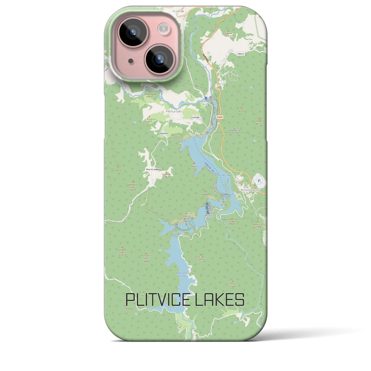 【プリトヴィツェ湖群(クロアチア)】地図柄iPhoneケース(バックカバータイプ)