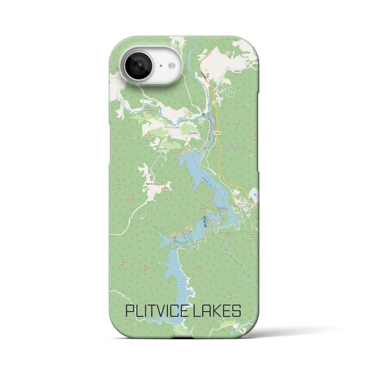 【プリトヴィツェ湖群(クロアチア)】地図柄iPhoneケース(バックカバータイプ)