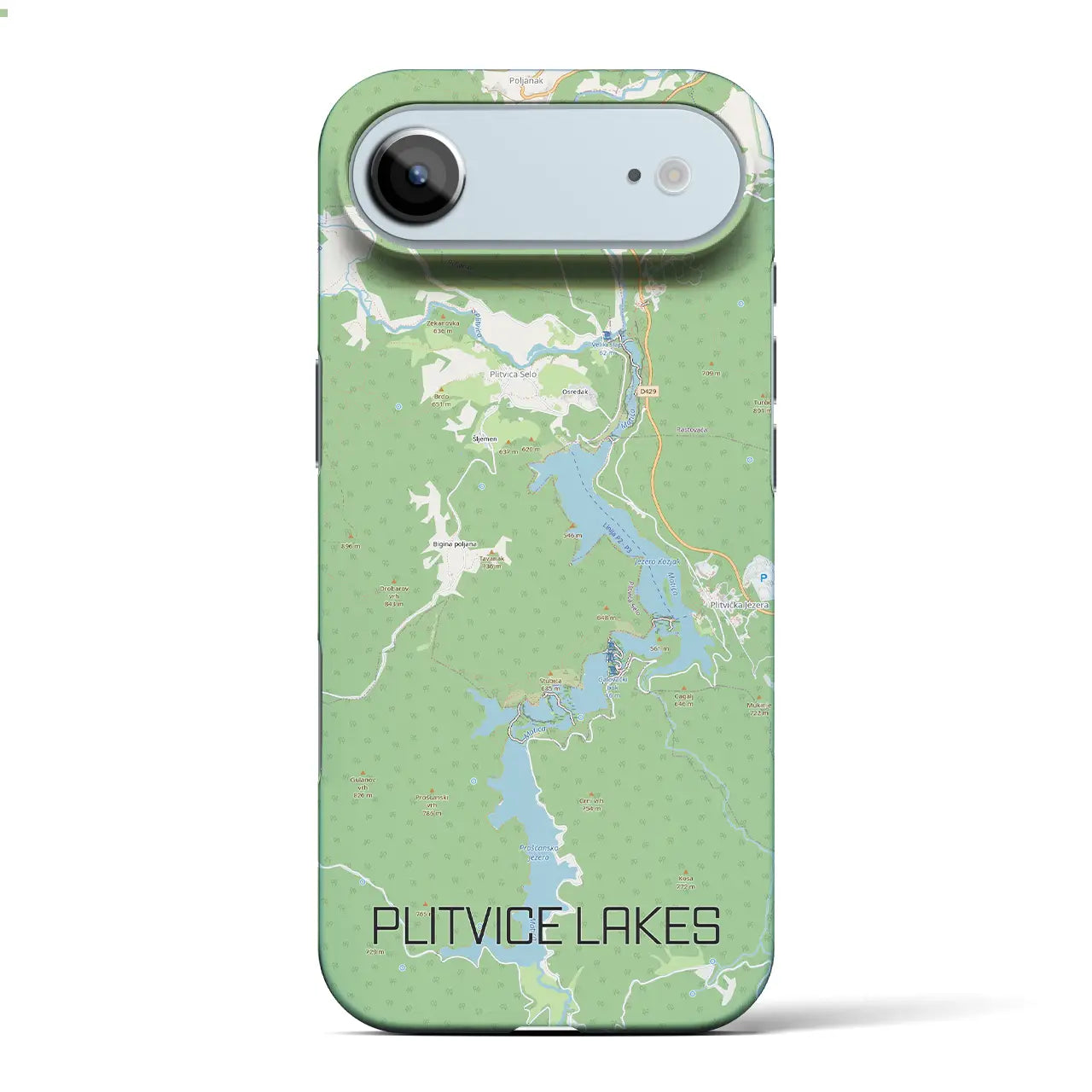 【プリトヴィツェ湖群(クロアチア)】地図柄iPhoneケース(バックカバータイプ)