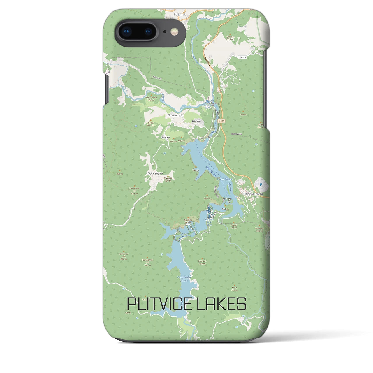 【プリトヴィツェ湖群(クロアチア)】地図柄iPhoneケース(バックカバータイプ)