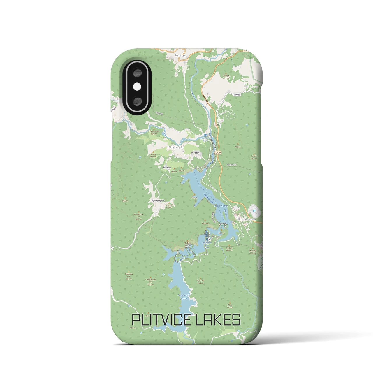 【プリトヴィツェ湖群(クロアチア)】地図柄iPhoneケース(バックカバータイプ)