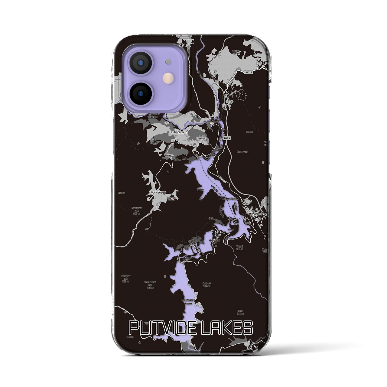 【プリトヴィツェ湖群(クロアチア)】地図柄iPhoneケース(クリアタイプ)