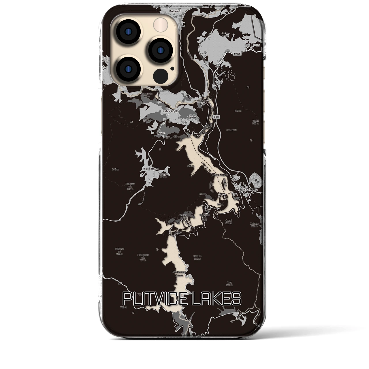 【プリトヴィツェ湖群(クロアチア)】地図柄iPhoneケース(クリアタイプ)