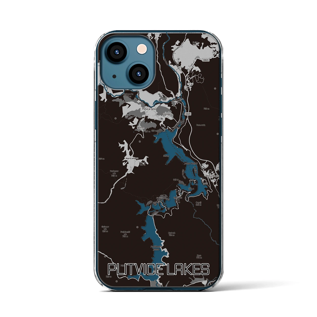 【プリトヴィツェ湖群(クロアチア)】地図柄iPhoneケース(クリアタイプ)