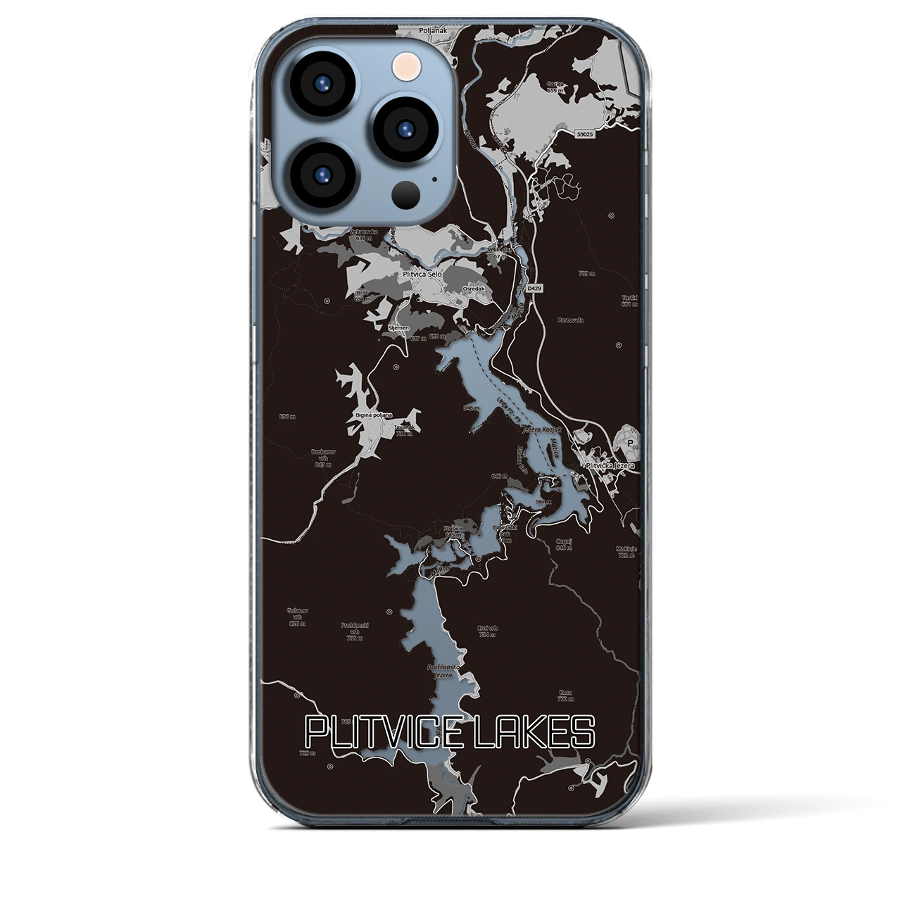 【プリトヴィツェ湖群(クロアチア)】地図柄iPhoneケース(クリアタイプ)