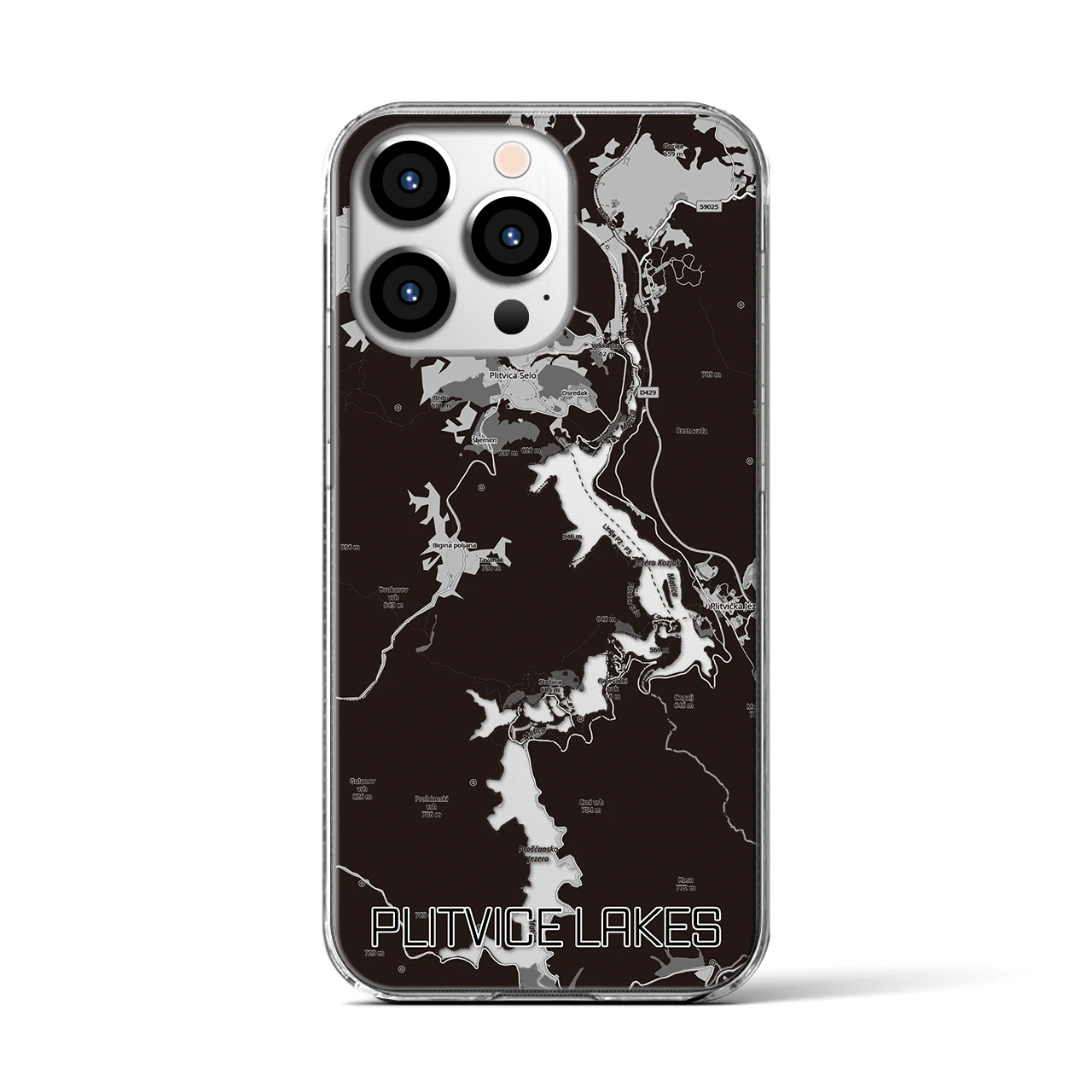 【プリトヴィツェ湖群(クロアチア)】地図柄iPhoneケース(クリアタイプ)