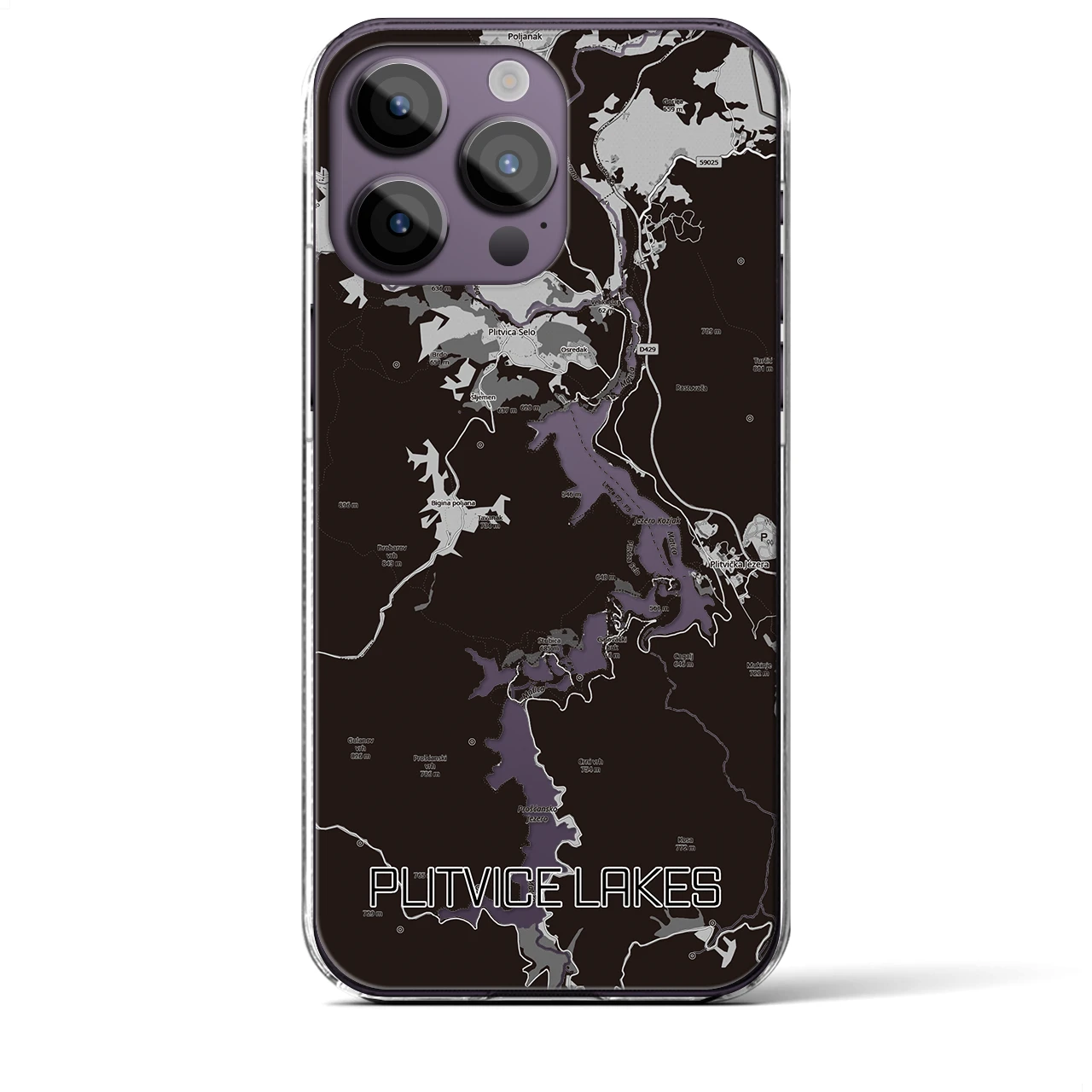 【プリトヴィツェ湖群(クロアチア)】地図柄iPhoneケース(クリアタイプ)