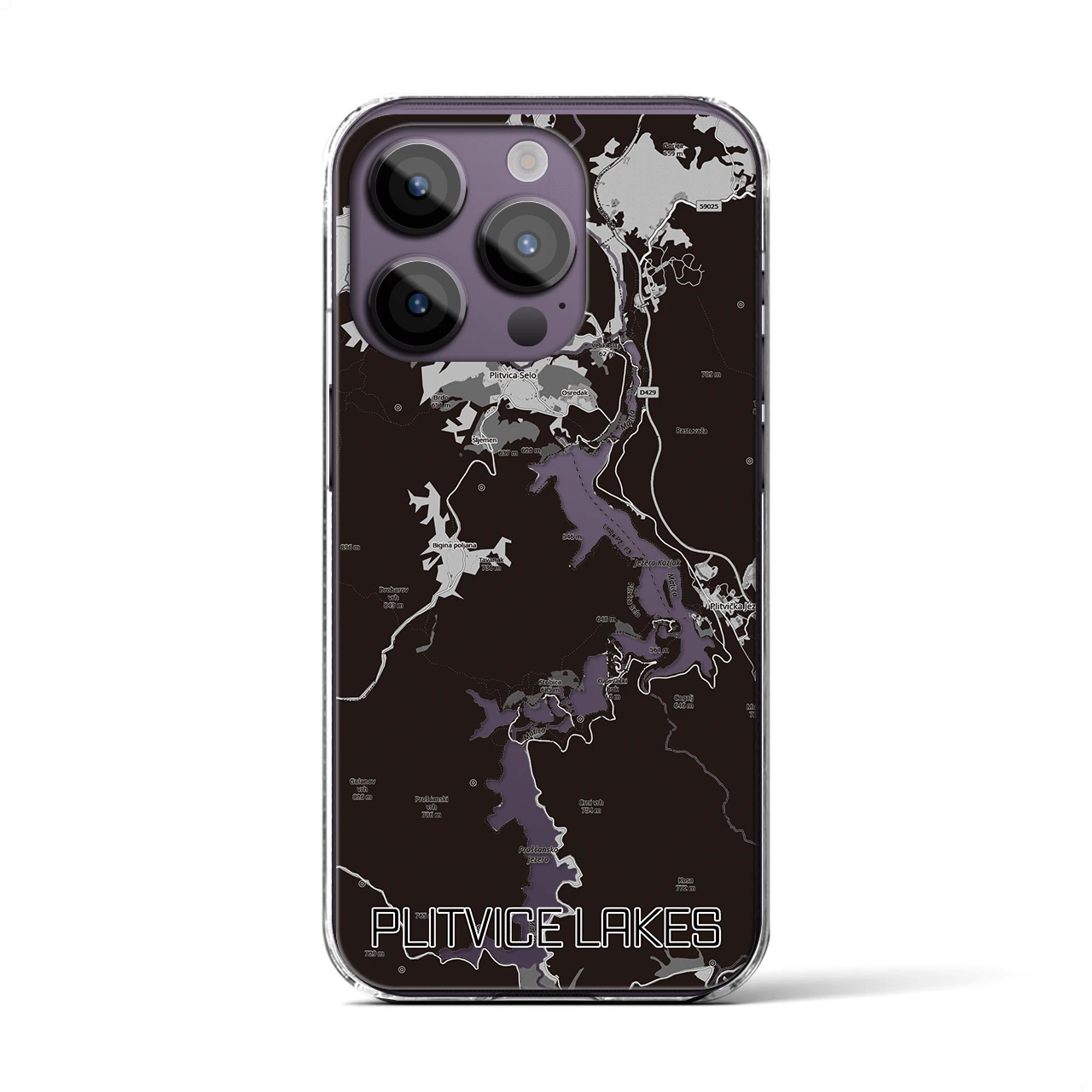 【プリトヴィツェ湖群(クロアチア)】地図柄iPhoneケース(クリアタイプ)