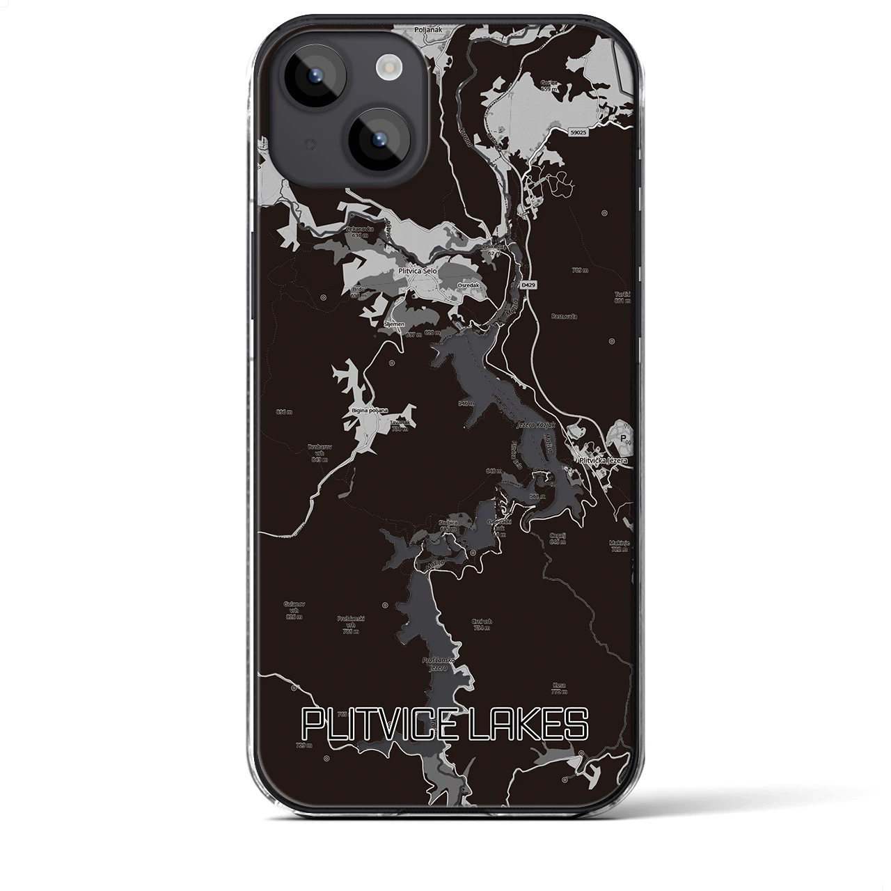 【プリトヴィツェ湖群(クロアチア)】地図柄iPhoneケース(クリアタイプ)