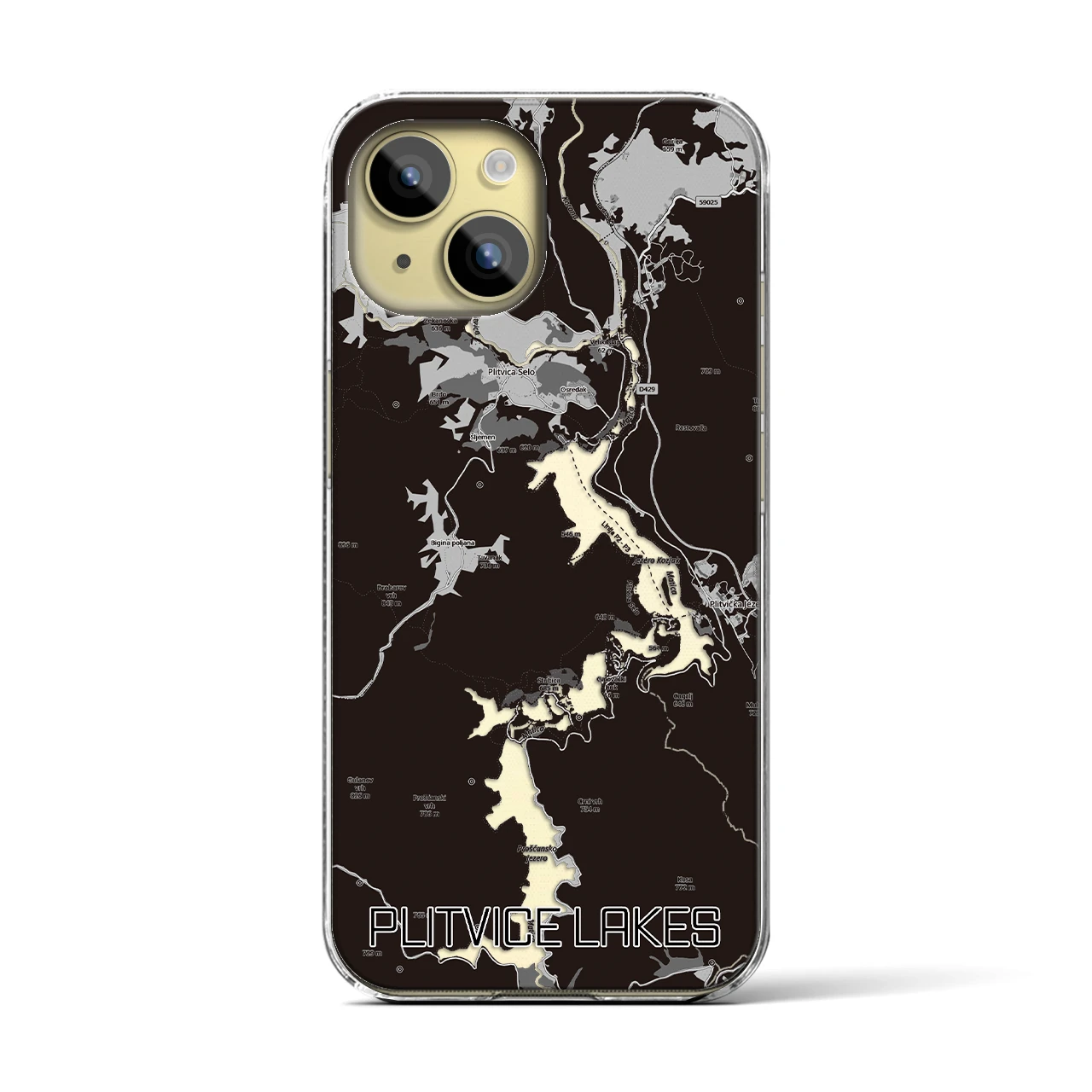 【プリトヴィツェ湖群(クロアチア)】地図柄iPhoneケース(クリアタイプ)