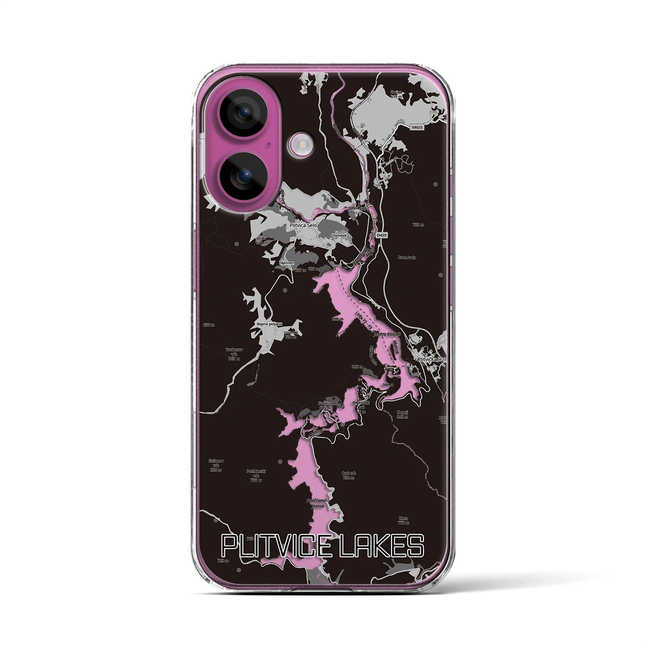 【プリトヴィツェ湖群(クロアチア)】地図柄iPhoneケース(クリアタイプ)