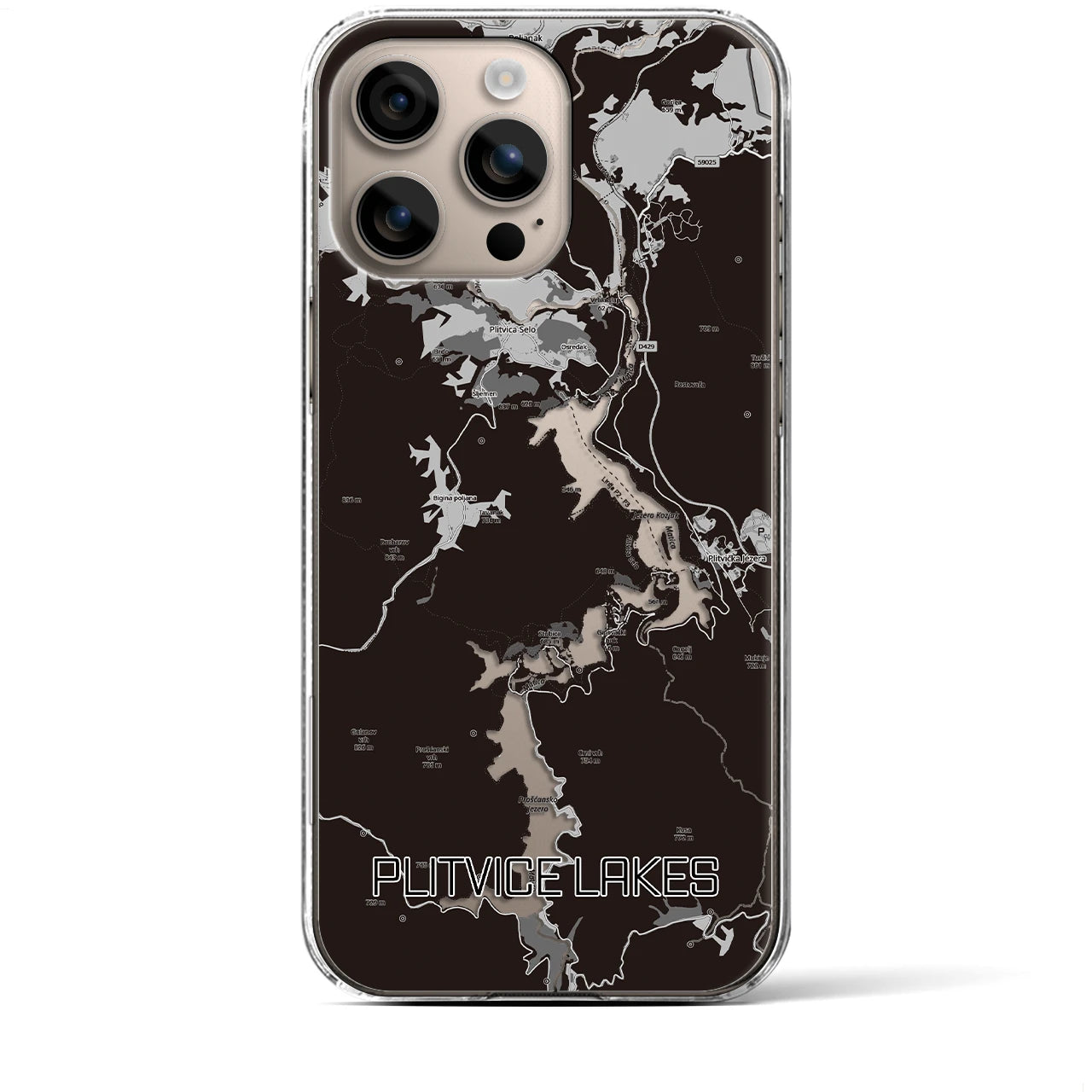 【プリトヴィツェ湖群(クロアチア)】地図柄iPhoneケース(クリアタイプ)