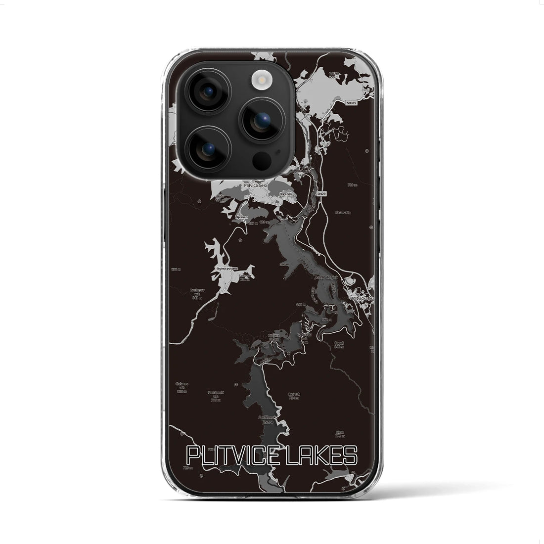 【プリトヴィツェ湖群(クロアチア)】地図柄iPhoneケース(クリアタイプ)