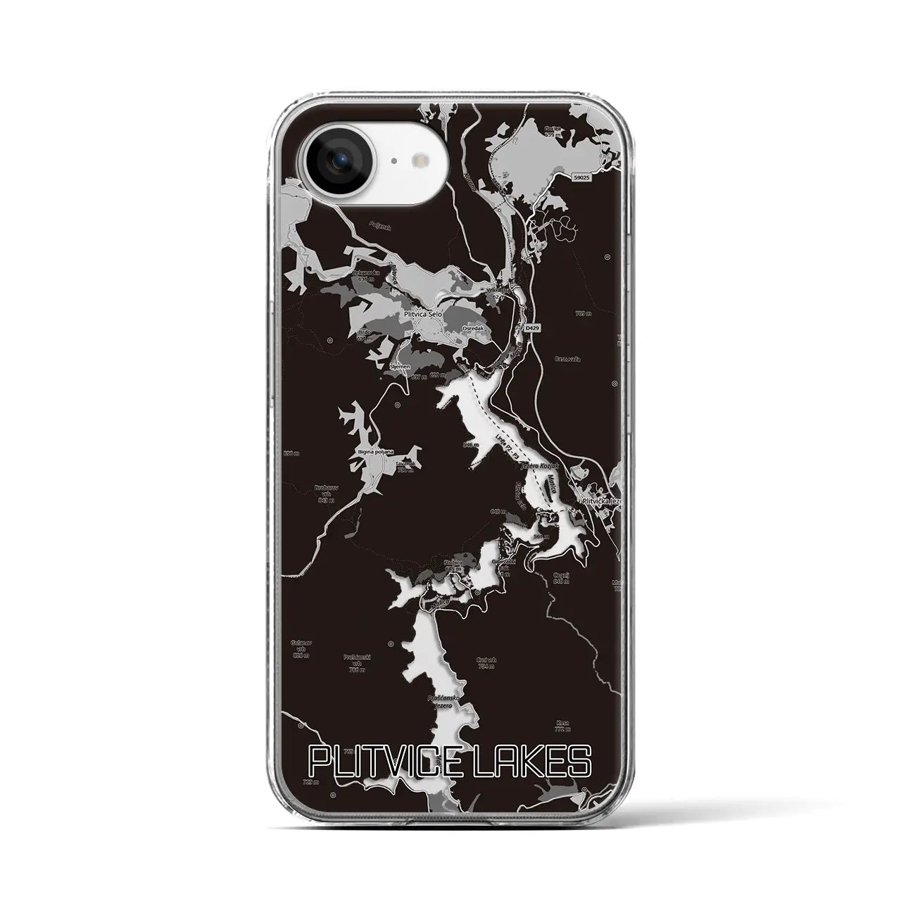 【プリトヴィツェ湖群(クロアチア)】地図柄iPhoneケース(クリアタイプ)