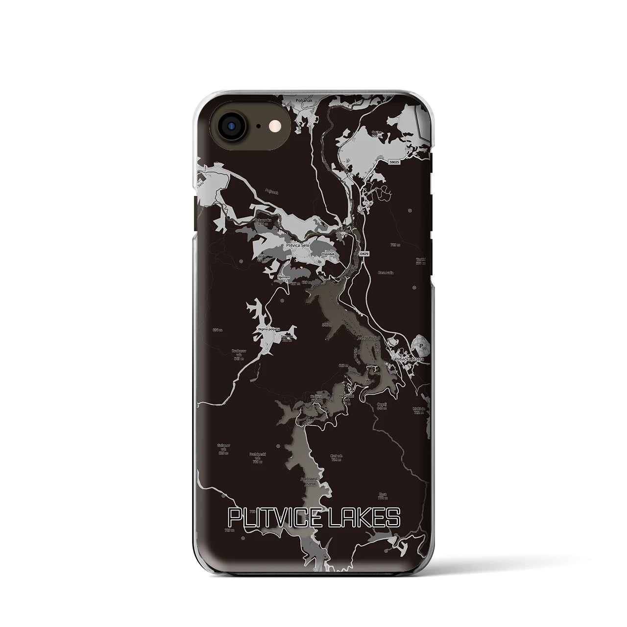 【プリトヴィツェ湖群(クロアチア)】地図柄iPhoneケース(クリアタイプ)