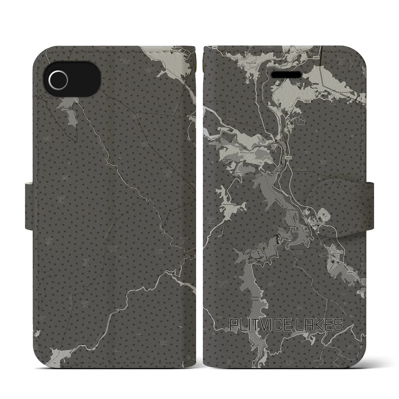【プリトヴィツェ湖群(クロアチア)】地図柄iPhoneケース(手帳タイプ)