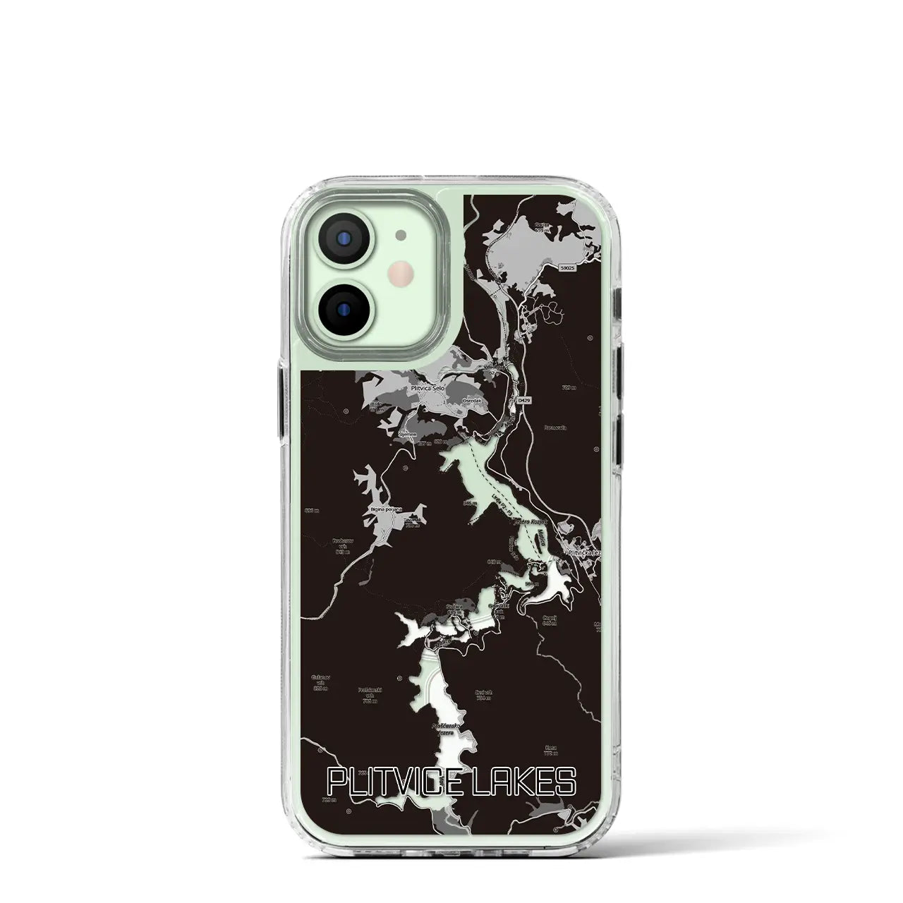 【プリトヴィツェ湖群(クロアチア)】地図柄iPhoneケース(MagSafeタイプ)