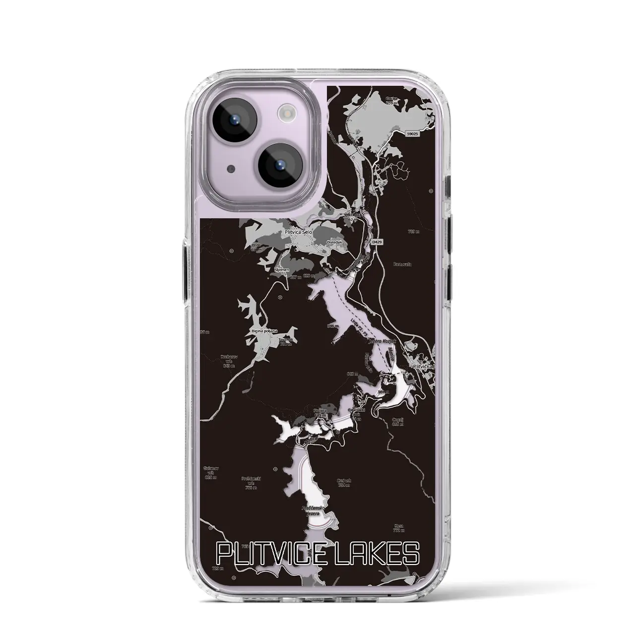 【プリトヴィツェ湖群(クロアチア)】地図柄iPhoneケース(MagSafeタイプ)
