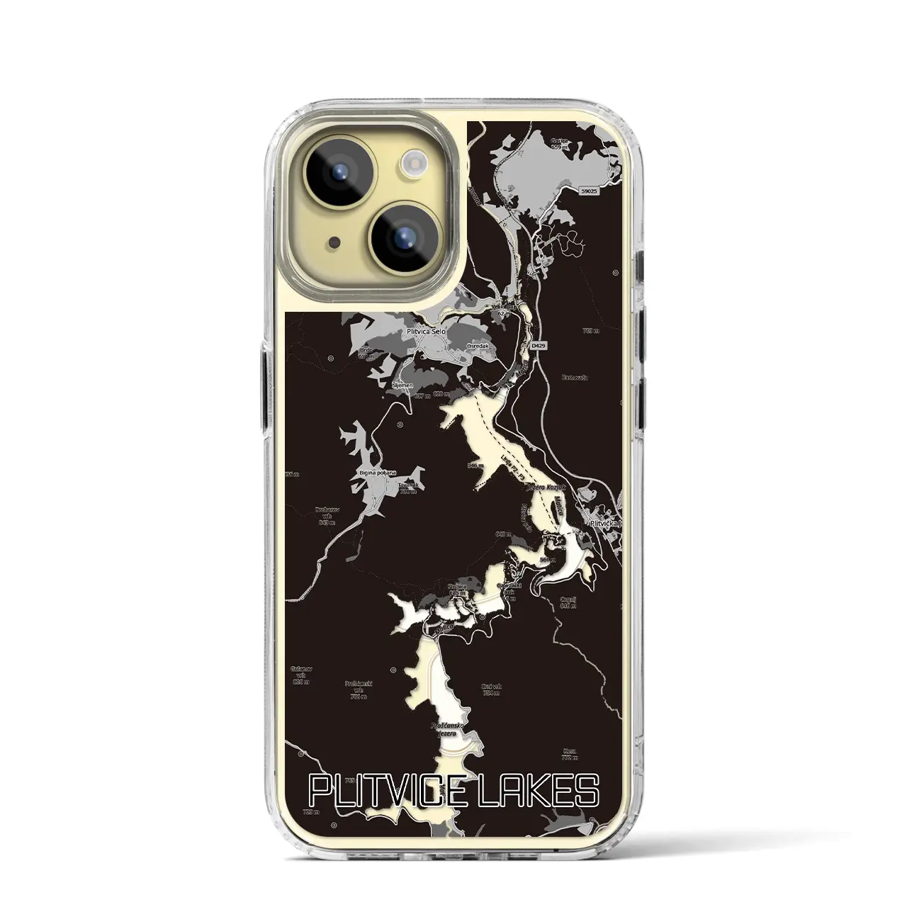 【プリトヴィツェ湖群(クロアチア)】地図柄iPhoneケース(MagSafeタイプ)