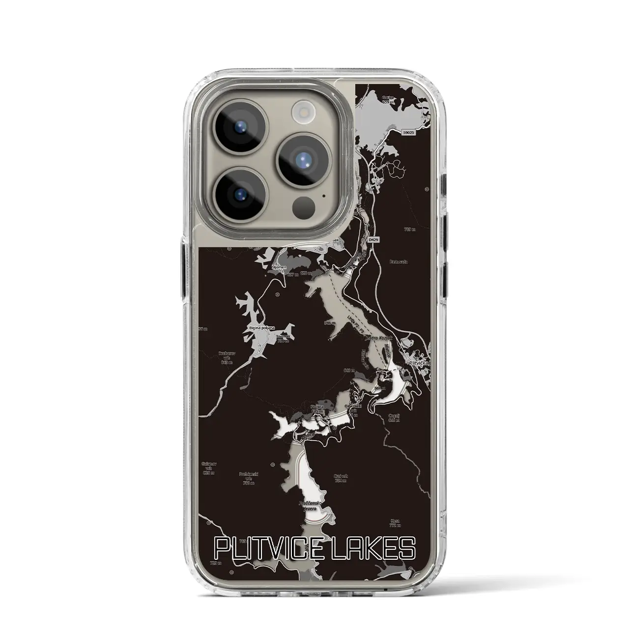【プリトヴィツェ湖群(クロアチア)】地図柄iPhoneケース(MagSafeタイプ)