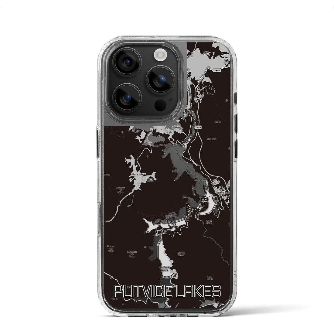 【プリトヴィツェ湖群(クロアチア)】地図柄iPhoneケース(MagSafeタイプ)