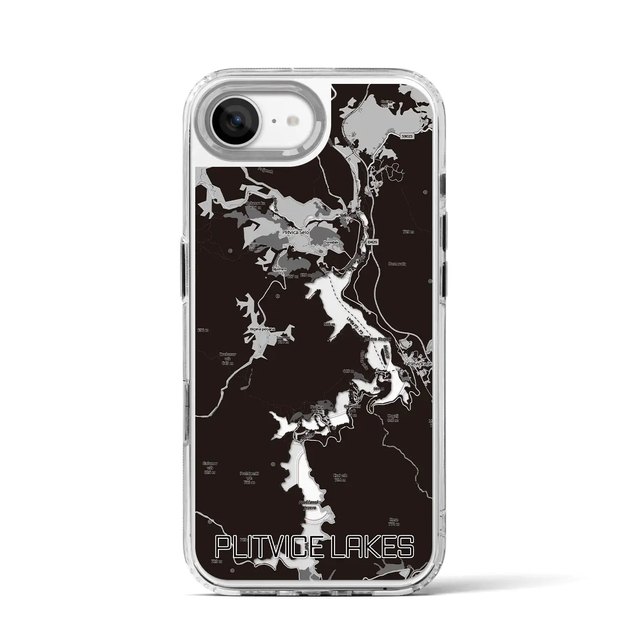 【プリトヴィツェ湖群(クロアチア)】地図柄iPhoneケース(MagSafeタイプ)