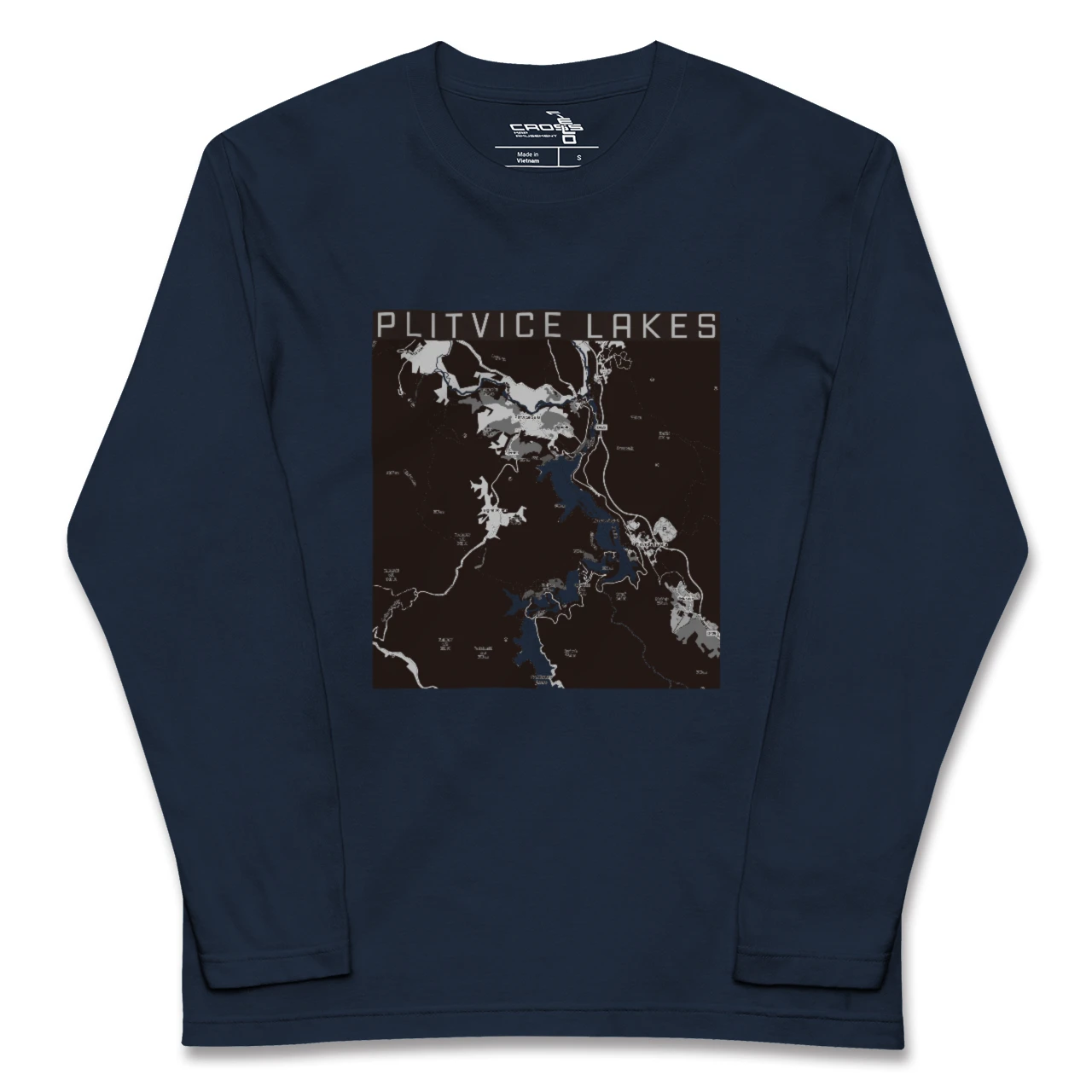 【プリトヴィツェ湖群(クロアチア)】地図柄ロングスリーブTシャツ