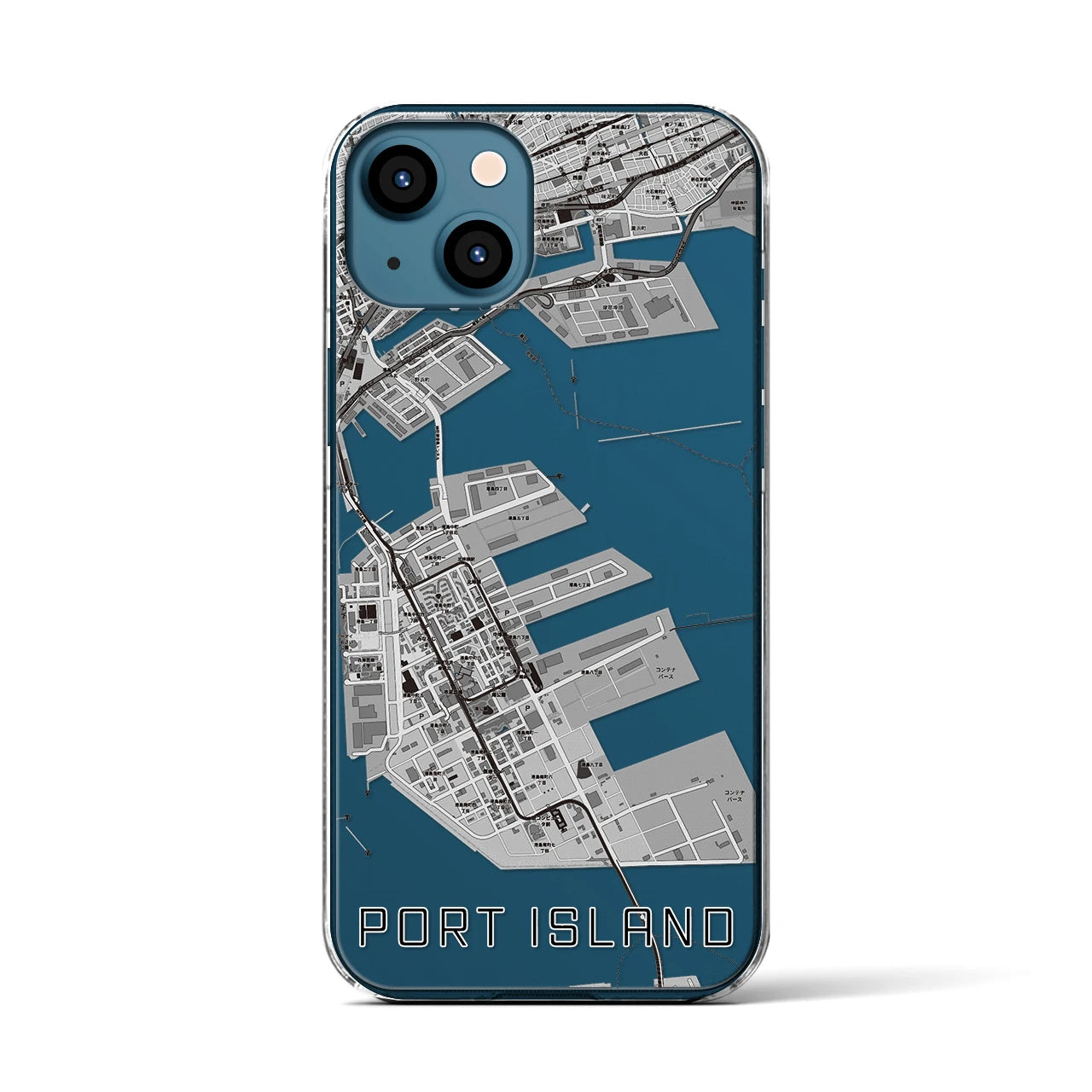 【ポートアイランド(兵庫県)】地図柄iPhoneケース(クリアタイプ)