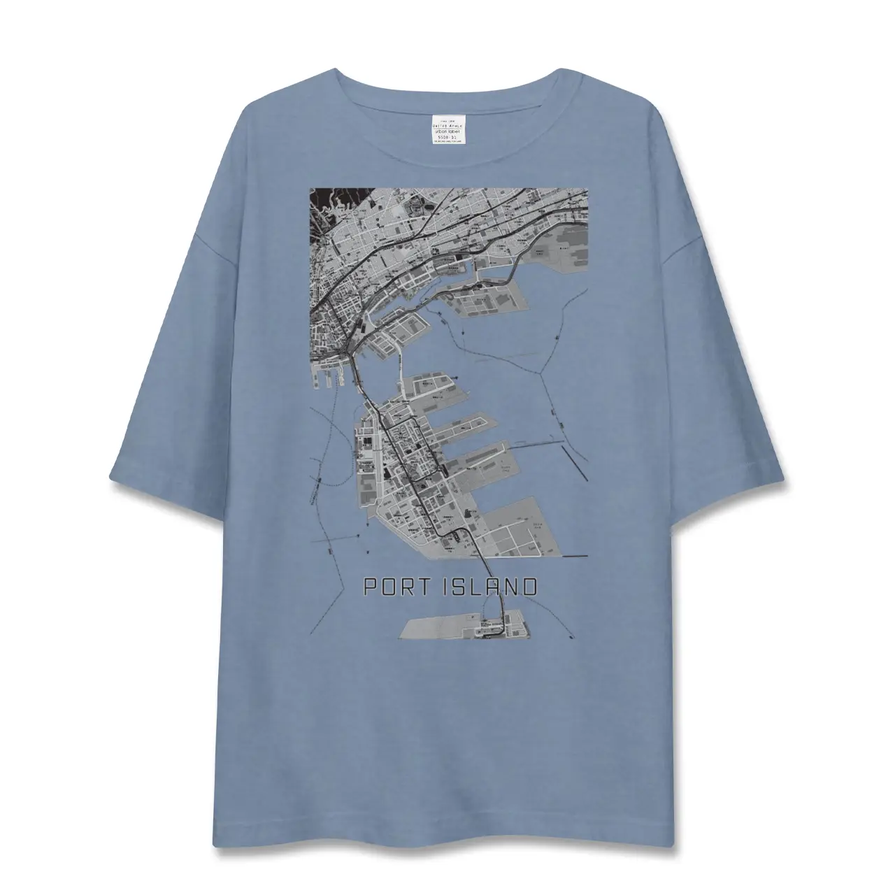 【ポートアイランド(兵庫県)】地図柄ビッグシルエットTシャツ