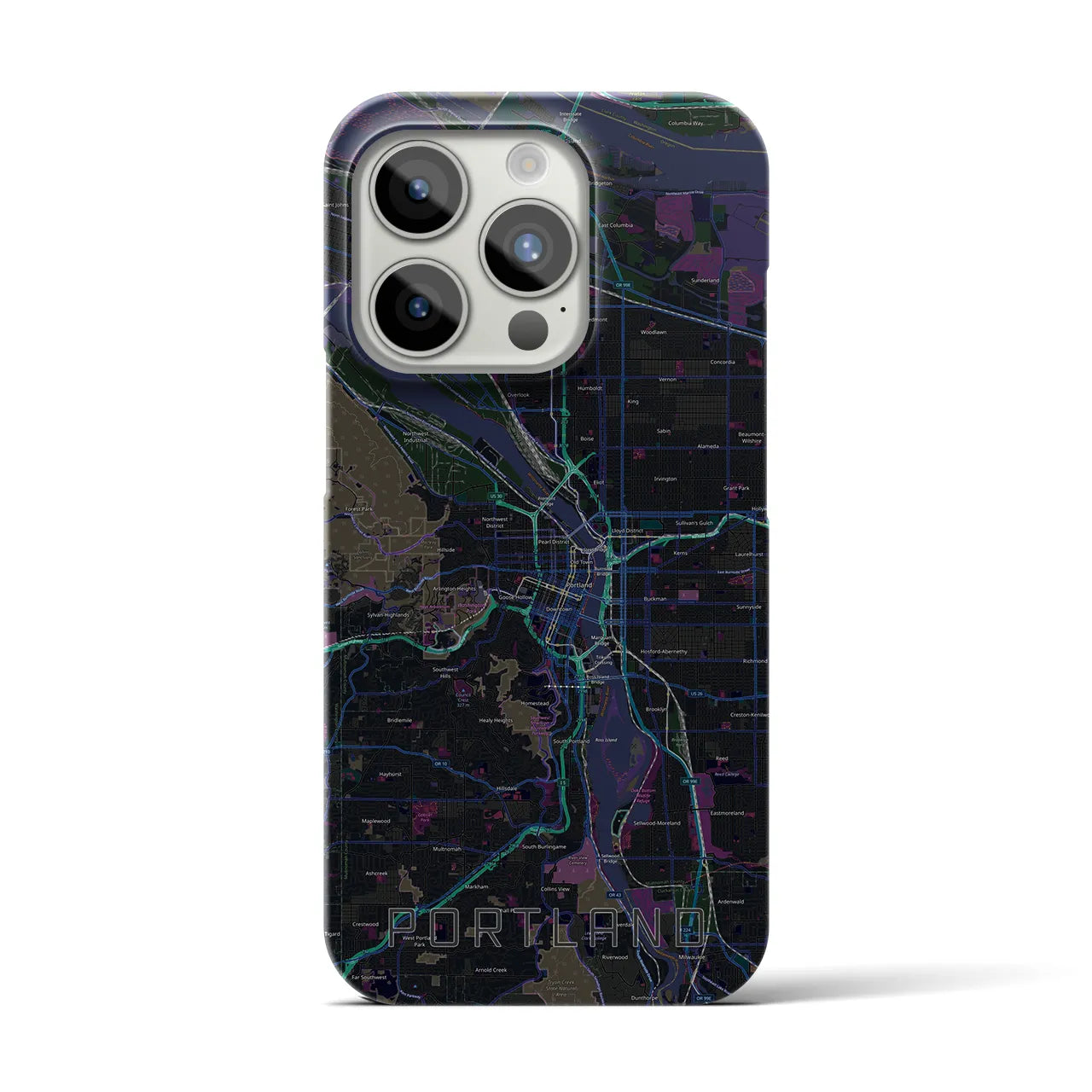 【ポートランド(アメリカ)】地図柄iPhoneケース(バックカバータイプ)