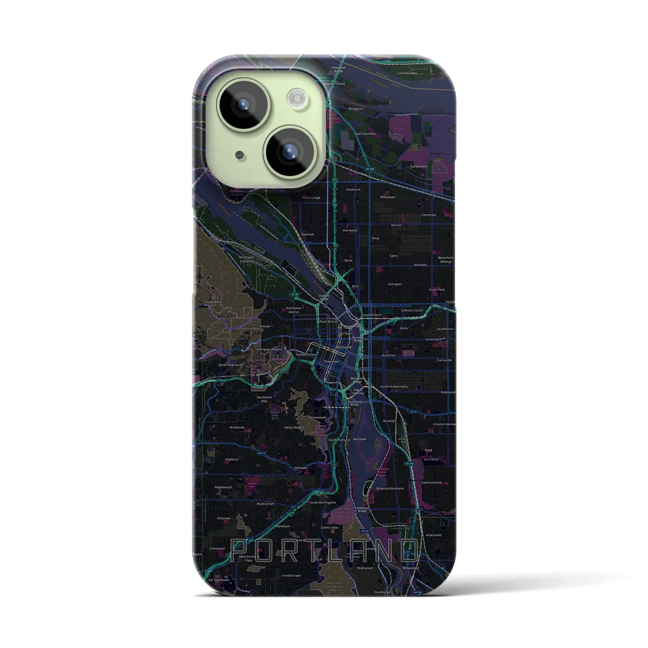 【ポートランド(アメリカ)】地図柄iPhoneケース(バックカバータイプ)
