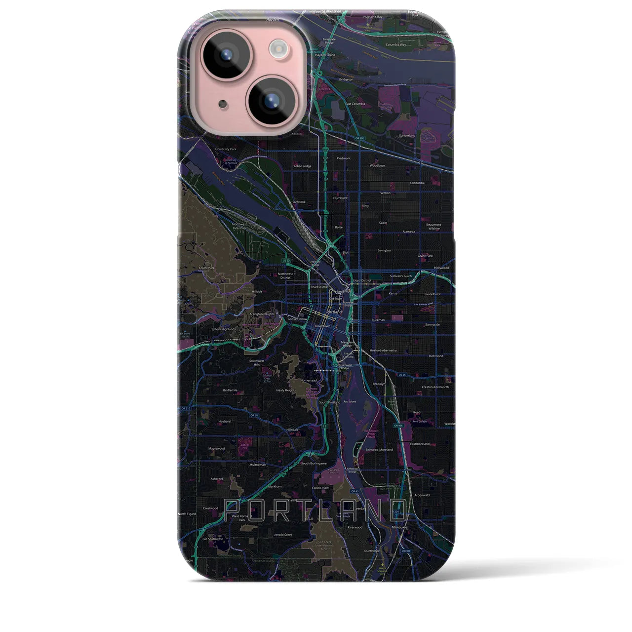 【ポートランド(アメリカ)】地図柄iPhoneケース(バックカバータイプ)