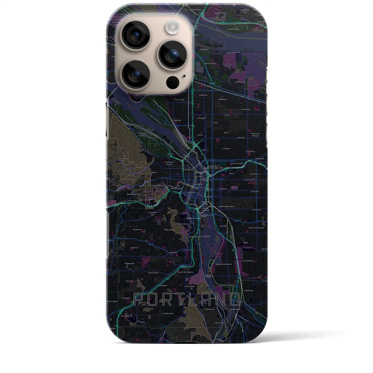 【ポートランド(アメリカ)】地図柄iPhoneケース(バックカバータイプ)