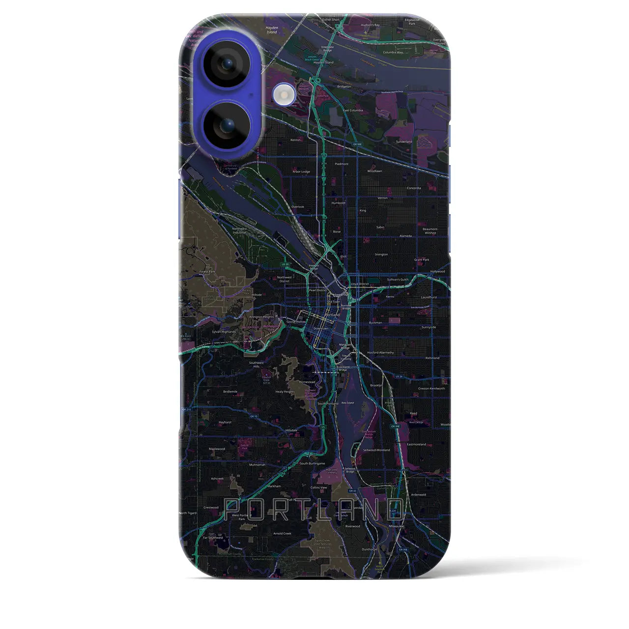 【ポートランド(アメリカ)】地図柄iPhoneケース(バックカバータイプ)