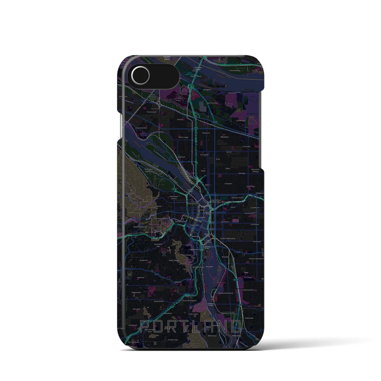 【ポートランド(アメリカ)】地図柄iPhoneケース(バックカバータイプ)