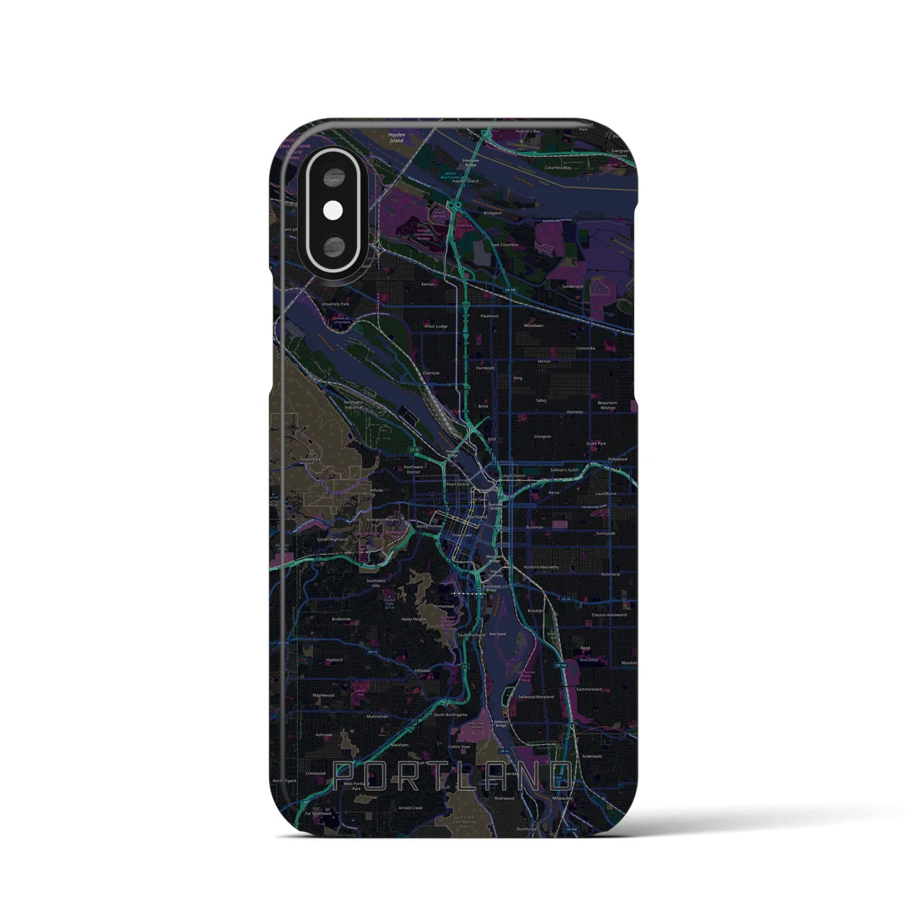 【ポートランド(アメリカ)】地図柄iPhoneケース(バックカバータイプ)