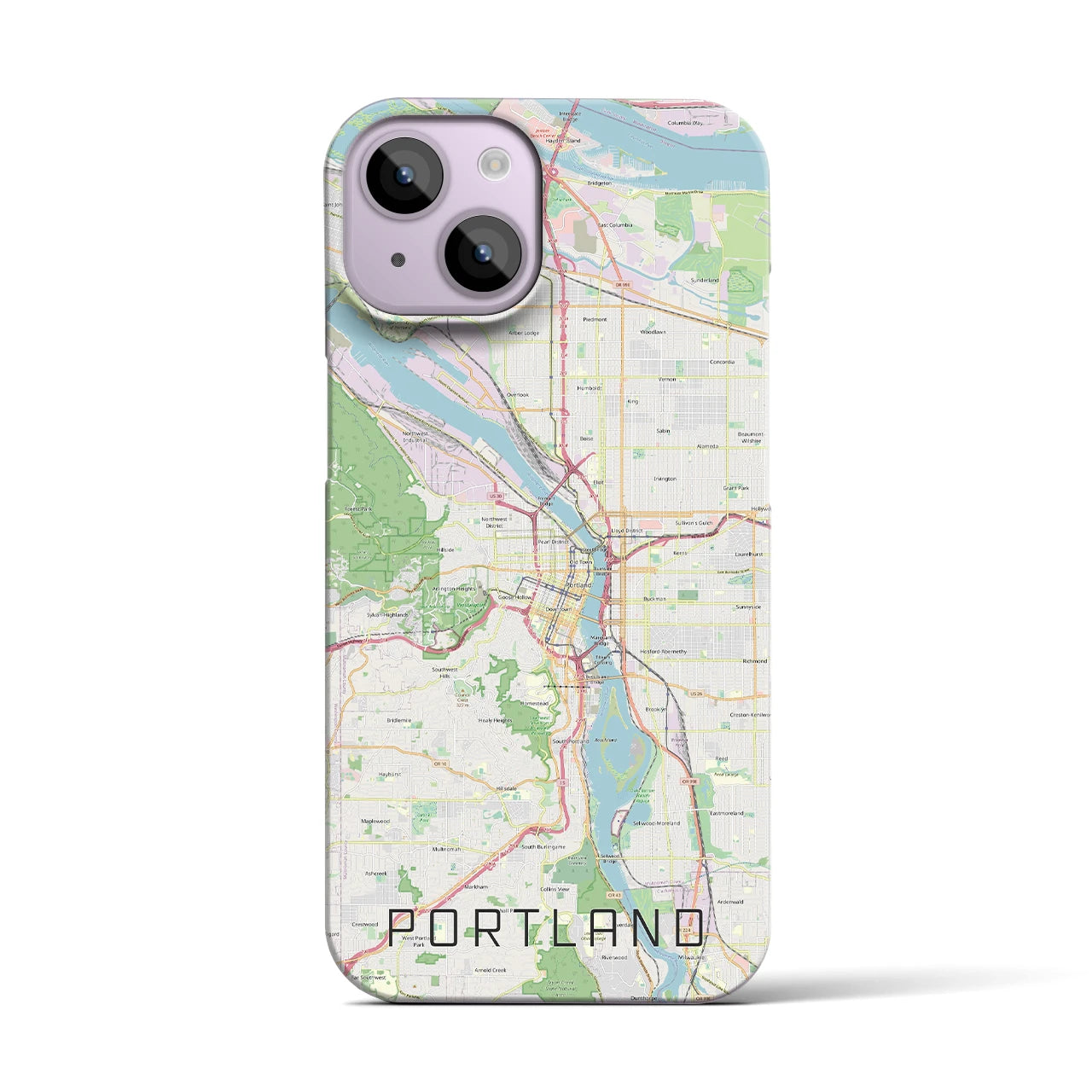 【ポートランド(アメリカ)】地図柄iPhoneケース(バックカバータイプ)
