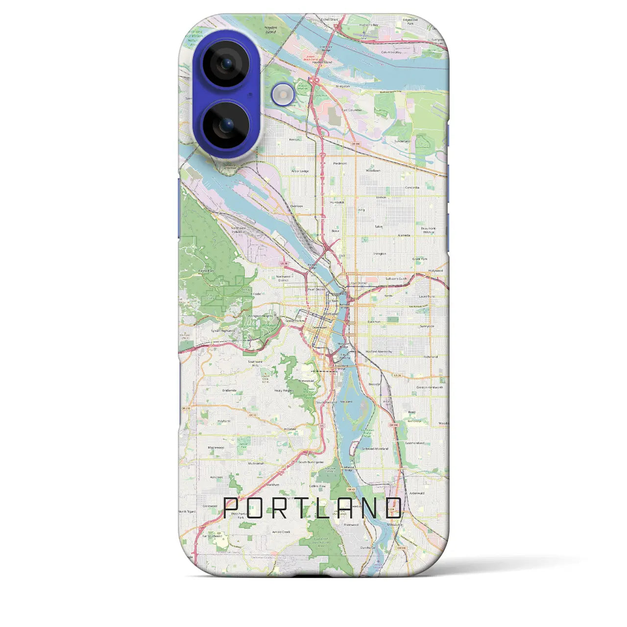 【ポートランド(アメリカ)】地図柄iPhoneケース(バックカバータイプ)ナチュラル・iPhone 16 Pro Max 用