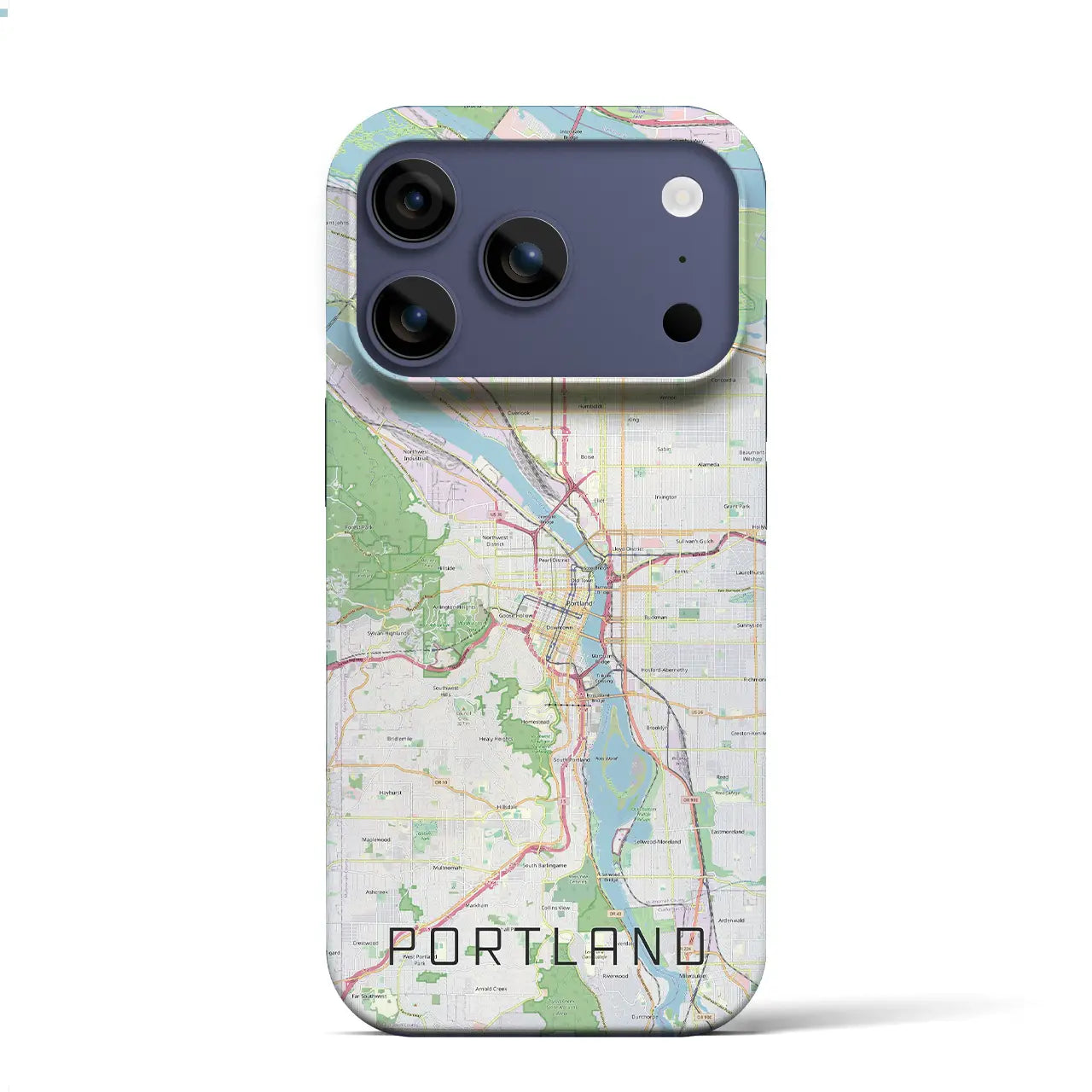 【ポートランド(アメリカ)】地図柄iPhoneケース(バックカバータイプ)ナチュラル・iPhone 17 Pro Max 用