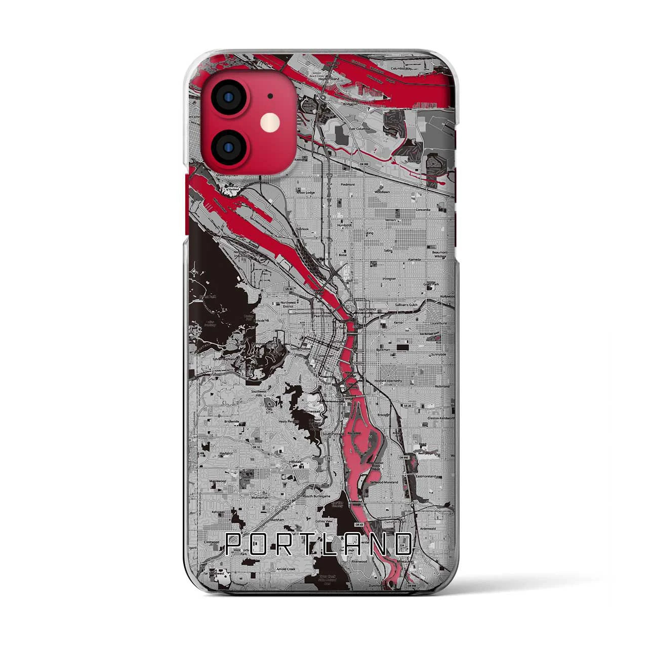 【ポートランド(アメリカ)】地図柄iPhoneケース(クリアタイプ)