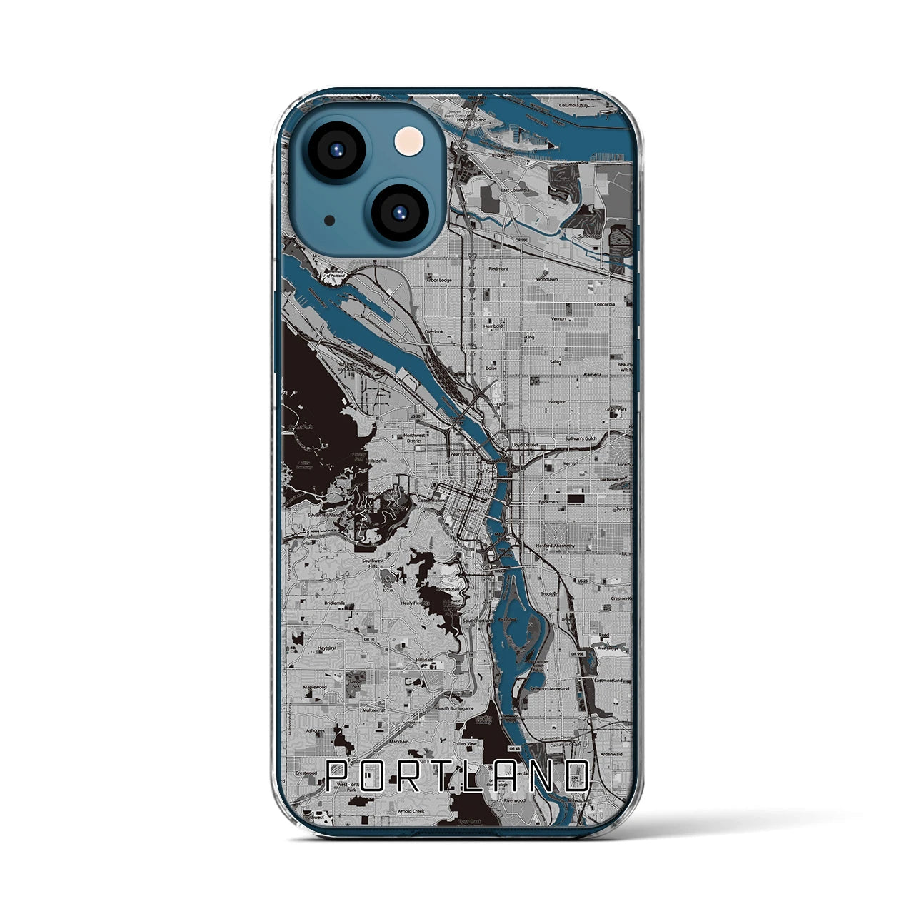 【ポートランド(アメリカ)】地図柄iPhoneケース(クリアタイプ)