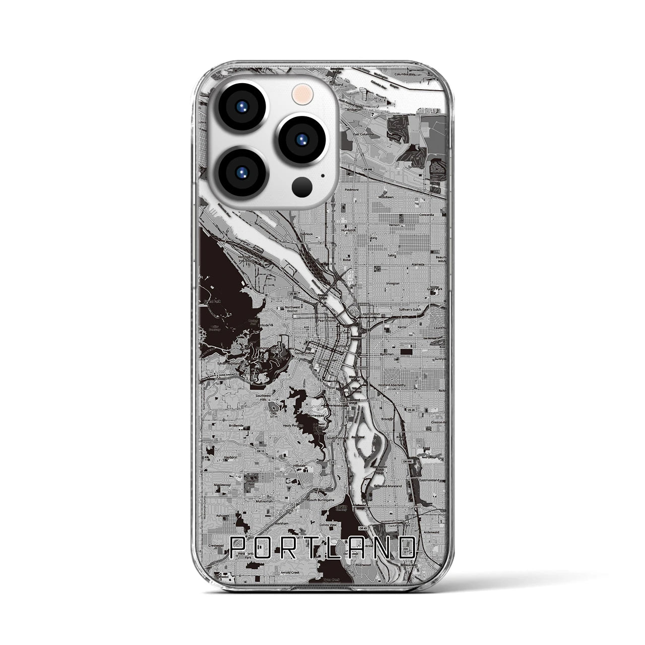 【ポートランド(アメリカ)】地図柄iPhoneケース(クリアタイプ)