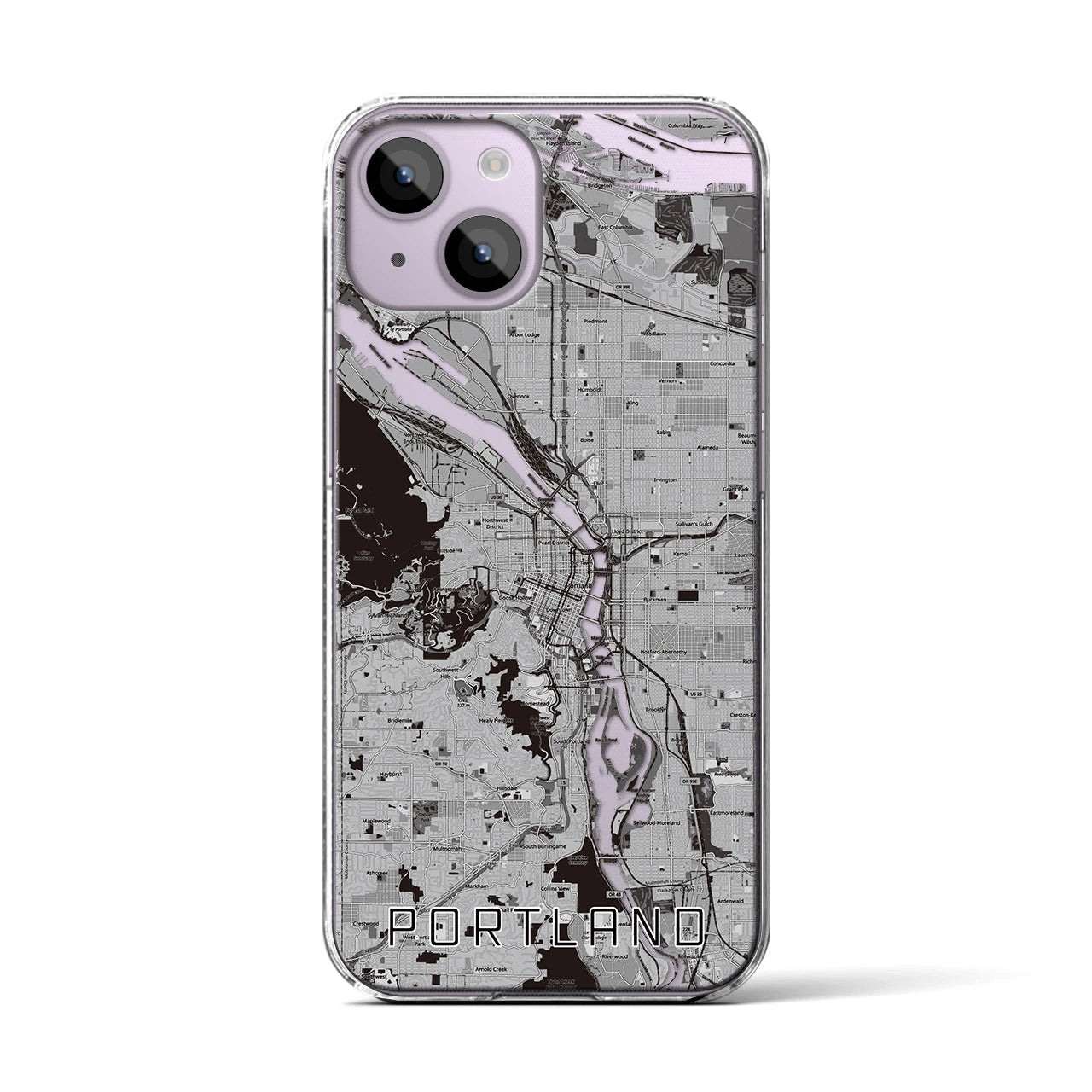 【ポートランド(アメリカ)】地図柄iPhoneケース(クリアタイプ)